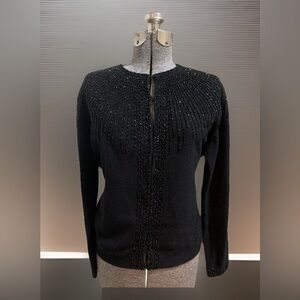 Black Beaded Sweater Vintage 1950’s Macy's  Lambswool, Angora Size 42 USA 10.
